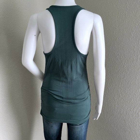 Athleta Women's Speedlight Seamless Tank Size S Green Rouched Sides Long Length - Picture 6 of 8